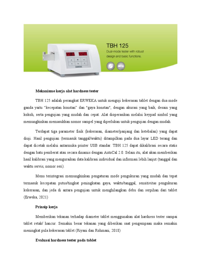 Mekanisme Kerja Hardness Tester TBH 125 | PDF
