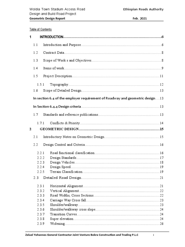 Woldia Town Stadium Access Road Design | PDF | Road | Transport