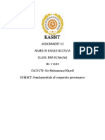 Assignment #2 Name: M Fahad Batavia CLASS: BBA 8 (SMCHS) ID: 11184 FACULTY: Sir Muhammad Sharif SUBJECT: Fundamentals of Corporate Governance