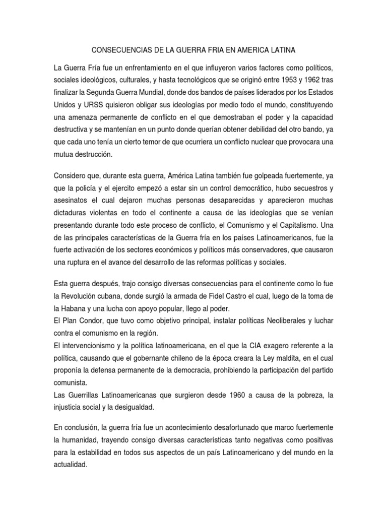 Impacto de la Guerra Fría en América Latina | PDF | Política | Historia