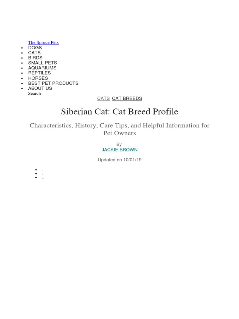 SIBERIAN CAT BREED PROFILE CHARACTERISTICS CARE intelligence overview