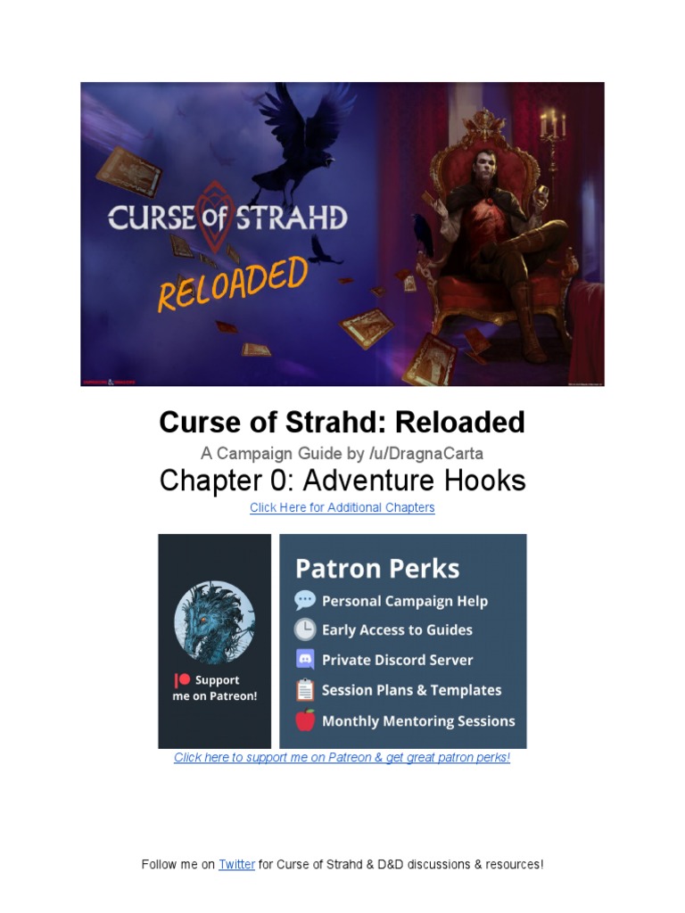 Curse of Strahd Reloaded A Campaign Guide by U DragnaCarta Adventure Hooks PDF