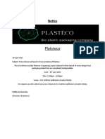 Notice of Plasteco