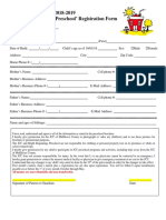 Formal Preschool Registration Form in PDF