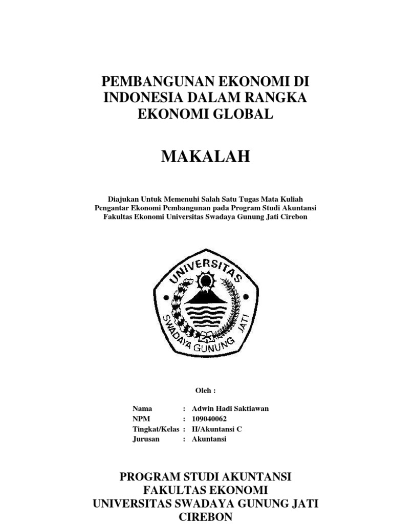 Makalah Pembangunan Di Indonesia Dalam Rangka Ekonomi Global