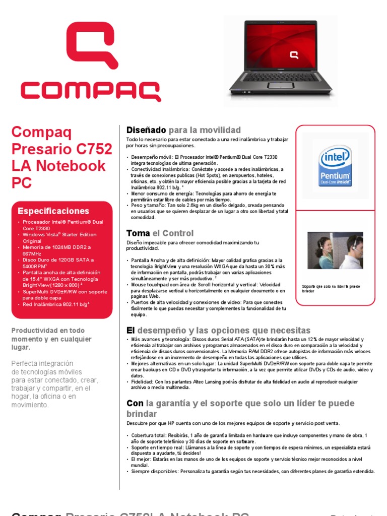 C752LA | PDF | Hardware de la computadora | Disco compacto
