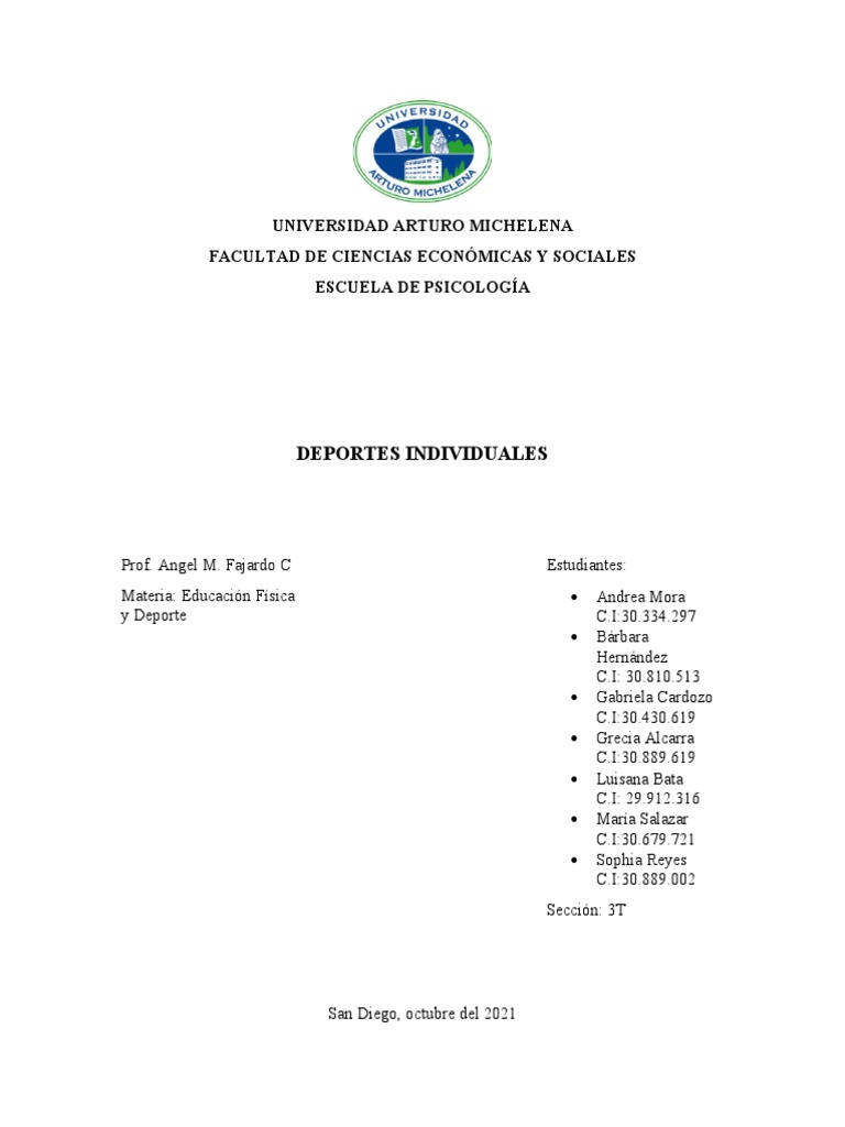 Deportes Individuales | PDF | Deporte del atletismo | Deportes