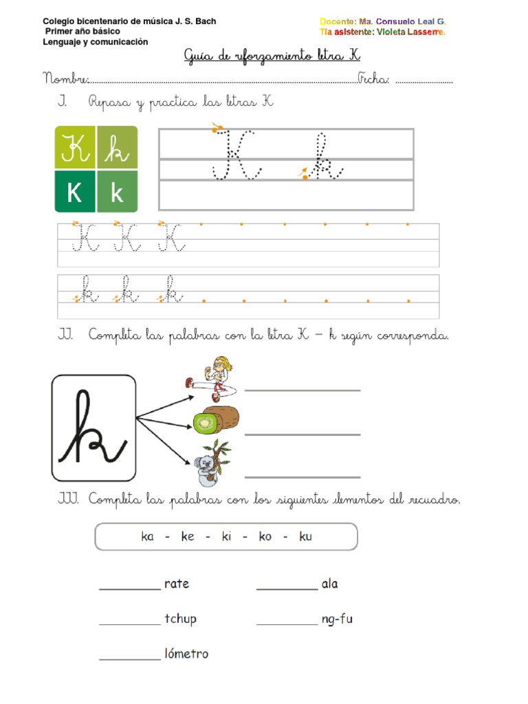 Actividades y ejercicios con la letra K | PDF
