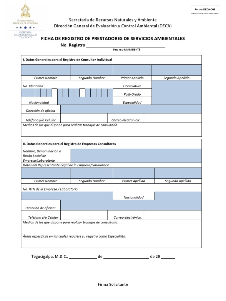 Registro de Consultores DECA 008 | PDF