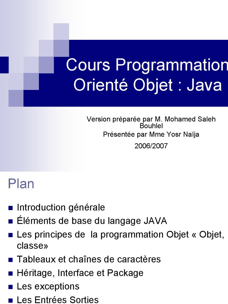 Cours de Programmation Java POO | PDF | Classe (informatique) | Java ...