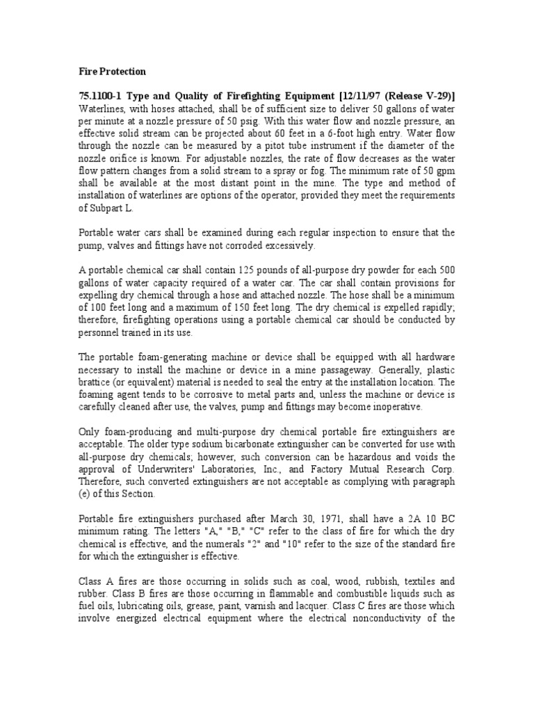Firefighting Equipment Standards for Mines | PDF | Firefighting | Belt ...