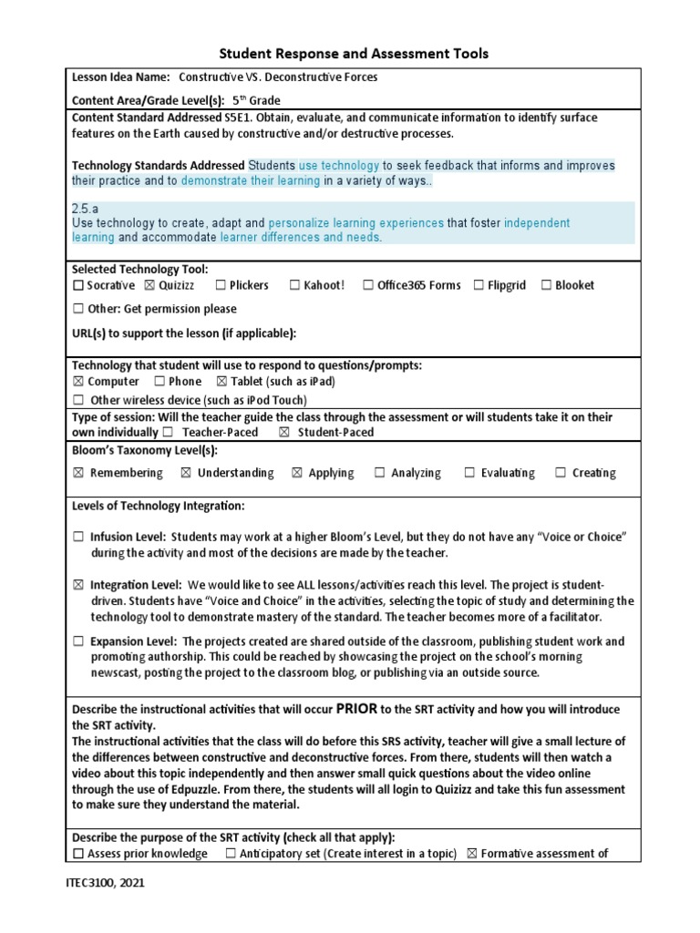 m07 Student Response Tools Lesson Idea Gissellevelez | PDF ...