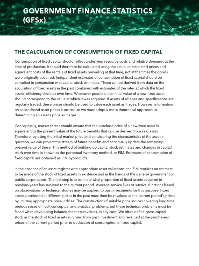 The Calculation of Consumption of Fixed Capital | PDF | Consumption Of ...