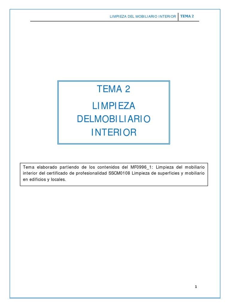 Ejercicios TEMA 2 LIMPIEZA DEL MOBILIARIO