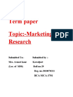 Term Paper Topic:-Marketing Research: BCA-MCA-3701