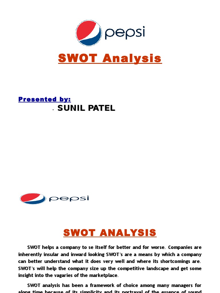SWOT Analysis: Sunil Patel | PDF | Pepsi Co | Swot Analysis