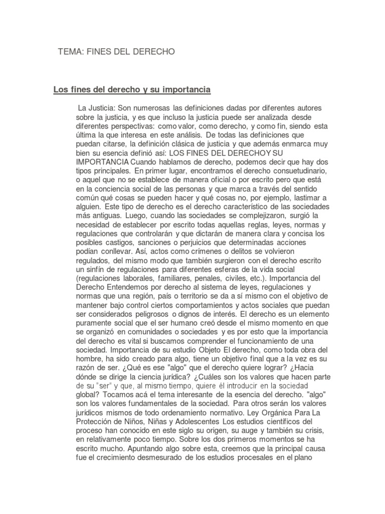 Fines y Importancia del Derecho | PDF | Bien común | Crimen y violencia