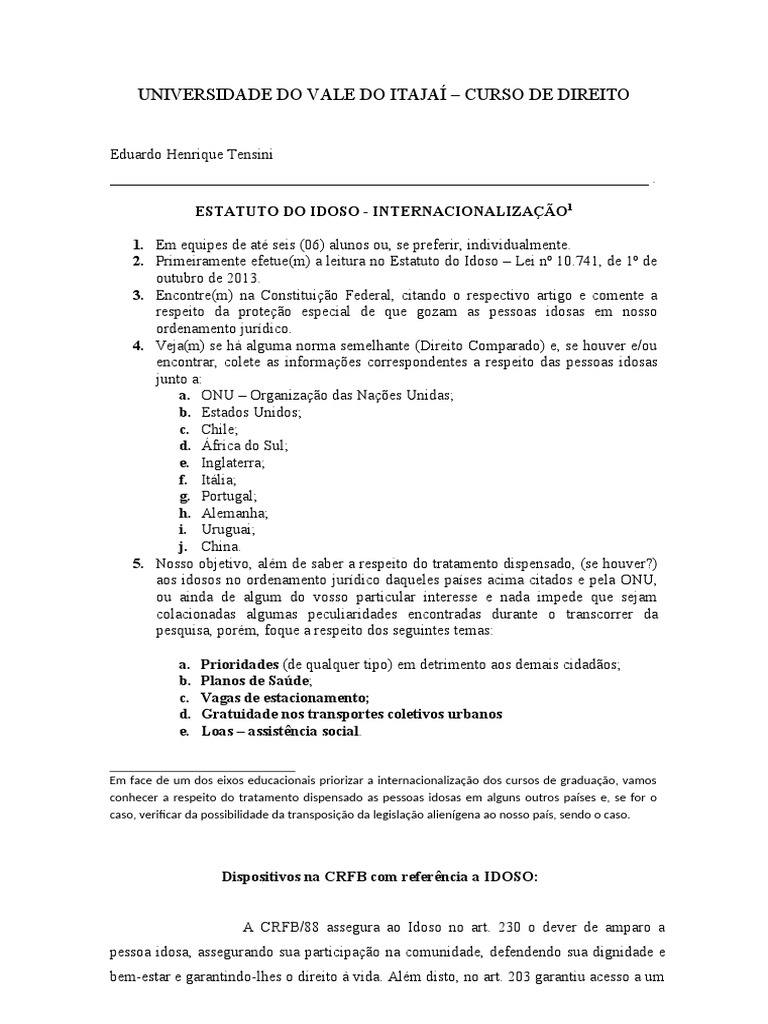 Direitos dos Idosos: Brasil e Portugal | PDF | Família | Terceira idade