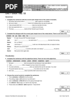 Unit 1 Short Test 1B: Grammar