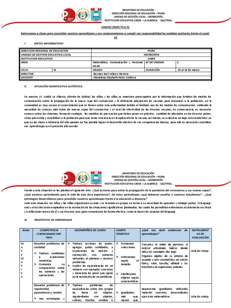 Unidad de Aprendizaje 01 | PDF | Aprendizaje | Las emociones