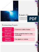 Limit (1) : 2.1 Finding Limits Graphically and Numerically 2.2 Evaluating Limits Analytically