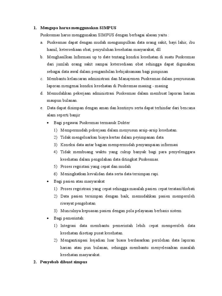 Pentingnya SIMPUS untuk Puskesmas | PDF