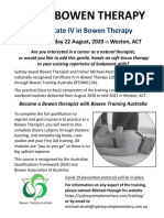 Cert IV Bowen Therapy Starting 22 August 2020