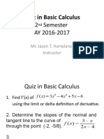 Basic Calculus Quiz Problems