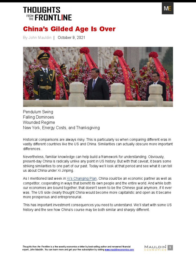 China's Gilded Age Is Over by John Mauldin PDF Credit Default Swap Investing