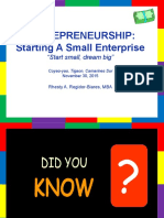 Entrepreneurship: Starting A Small Enterprise: "Start Small, Dream Big"