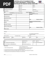 Application Form For The Semester Card (S) / Final DMC: Signature of Branch Official