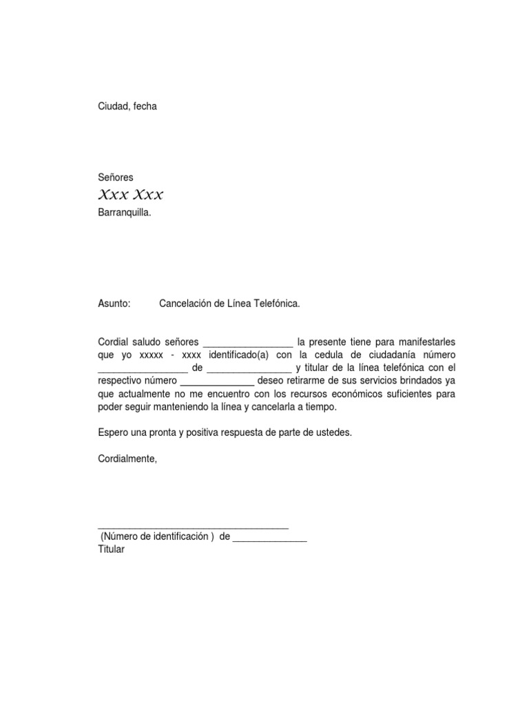Carta Solicitud De Linea Telefonica Cantv P Carta De