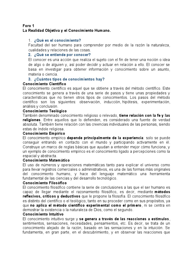 Realidad Objetiva y Conocimiento Humano | PDF | Conocimiento | Empirismo