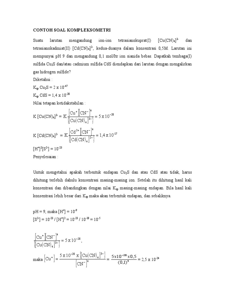  Contoh  Soal Dan  Jawab Kompleksometri Jawaban Buku