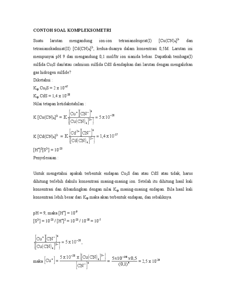 Contoh Soal Kompleksometri