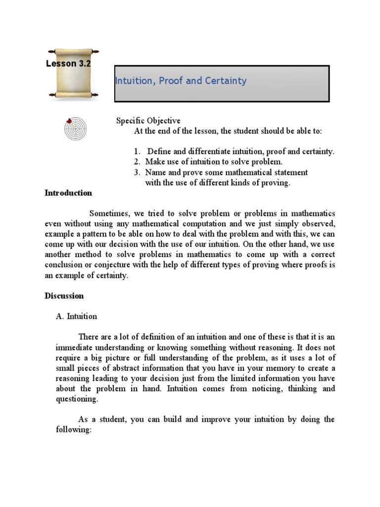 Intuition, Proof, and Certainty in Math | PDF | Theorem | Mathematical ...