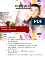 Linguistic and Literacy Development in Children and Adolescents