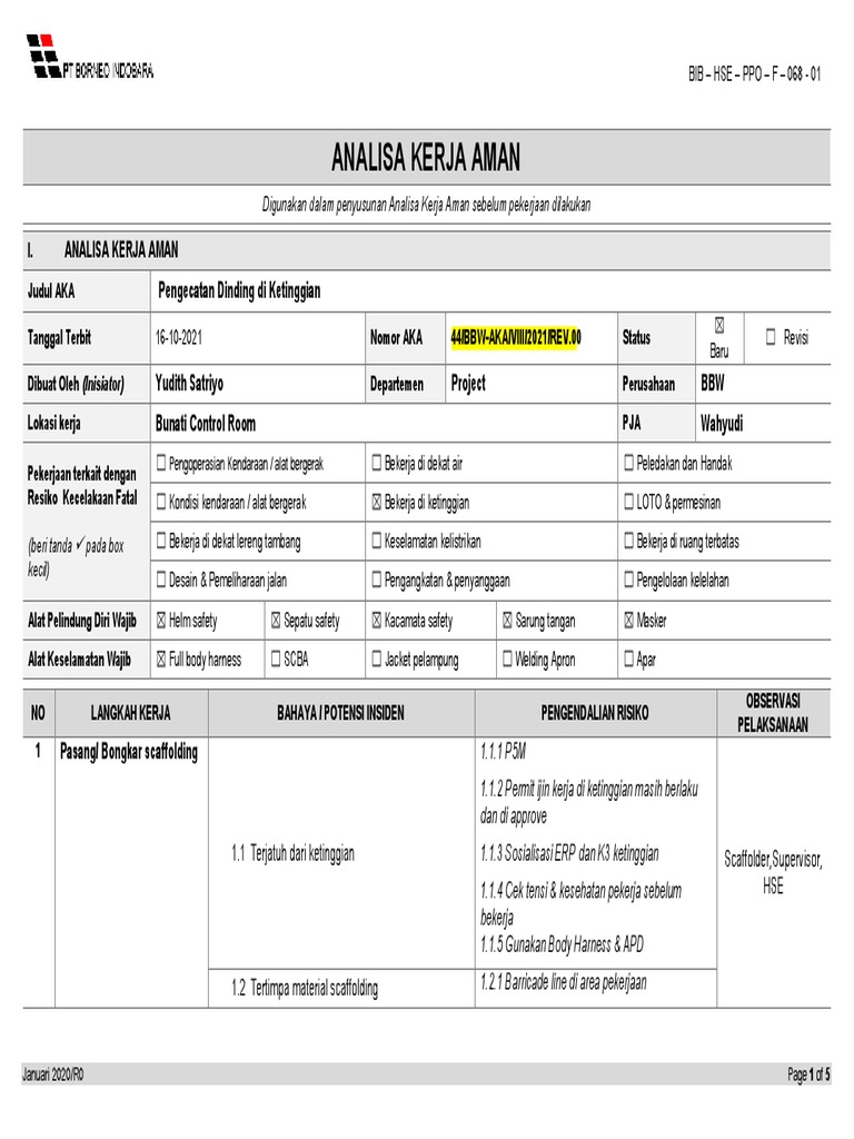 Analisa Pengecatan Dinding Ketinggian | PDF