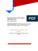 Paper Title: Women and The Afghan Filmmaking Sector: Author(s) : Masoma Ibrahimi