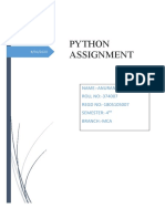 Python Assignment: Name:-Anuranjita Kund ROLL NO:-374007 REGD NO:-1805105007 Semester:-4 Branch:-Mca