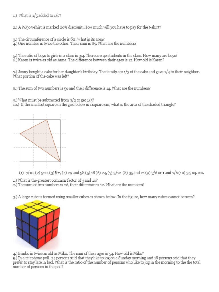 Mtap Reviewer | PDF | Elementary Mathematics | Geometry