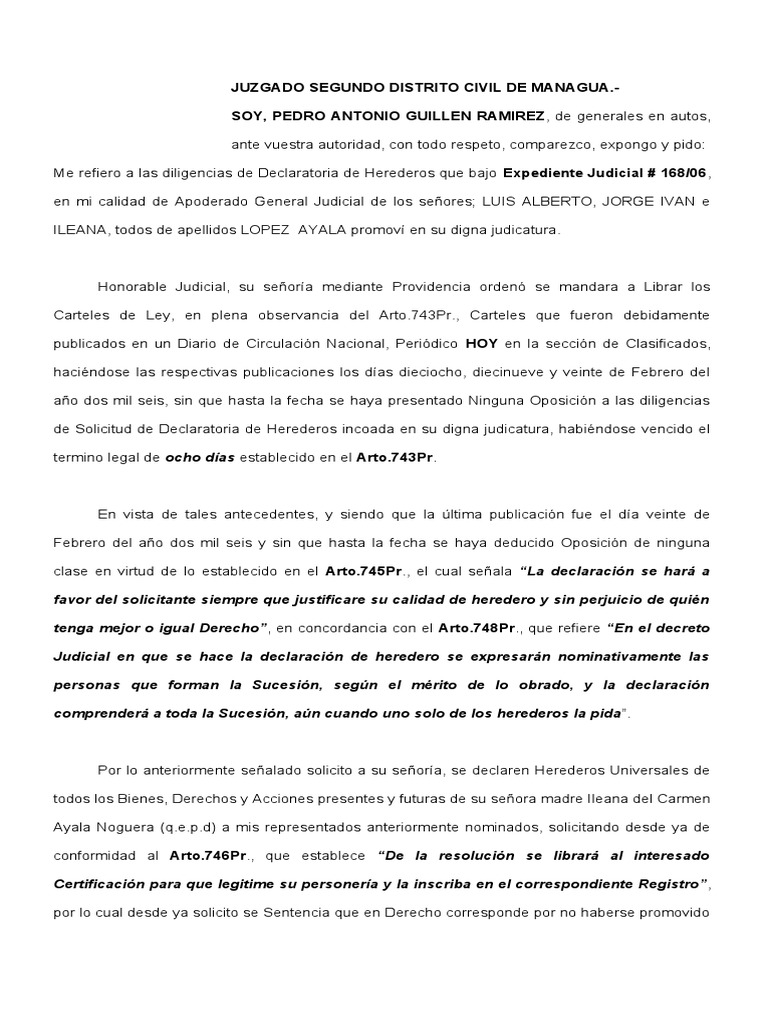 Declaratoria de Herederos SENTENCIA | PDF | Justicia | Crimen y violencia