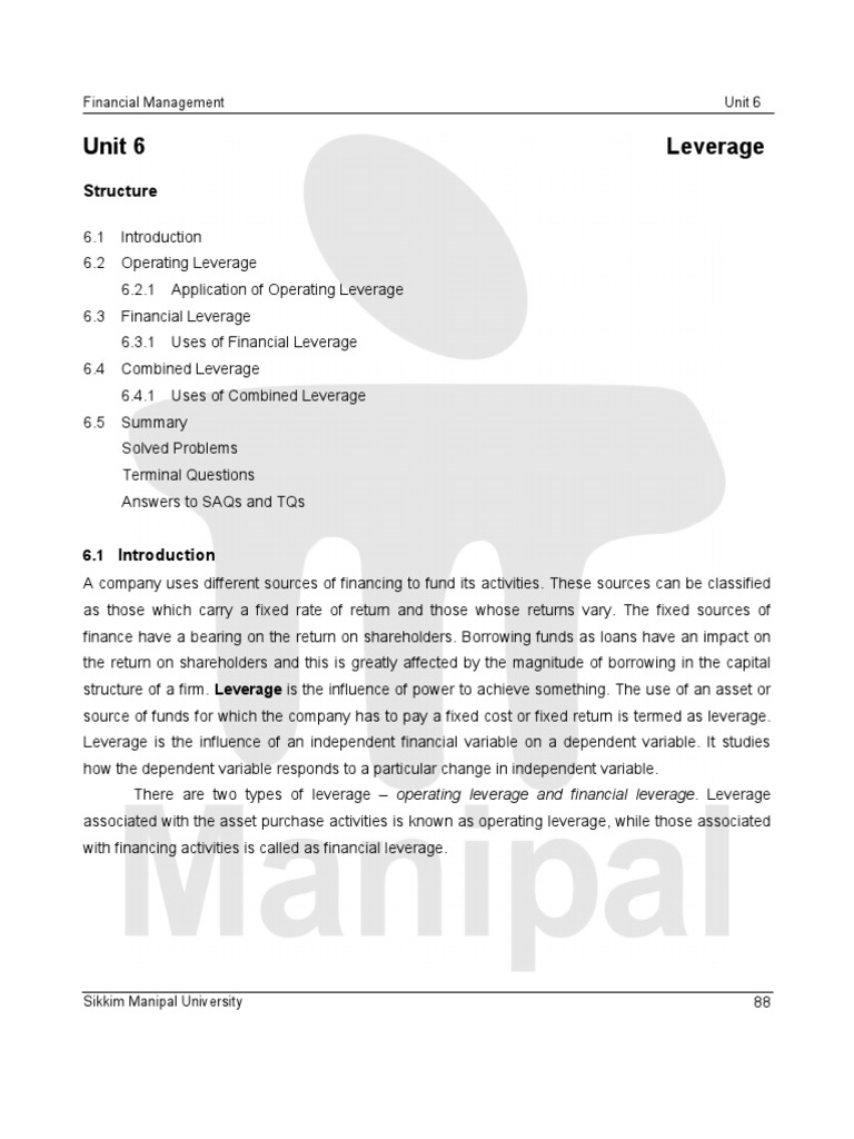 Leverage Pdf Leverage Finance Capital Structure