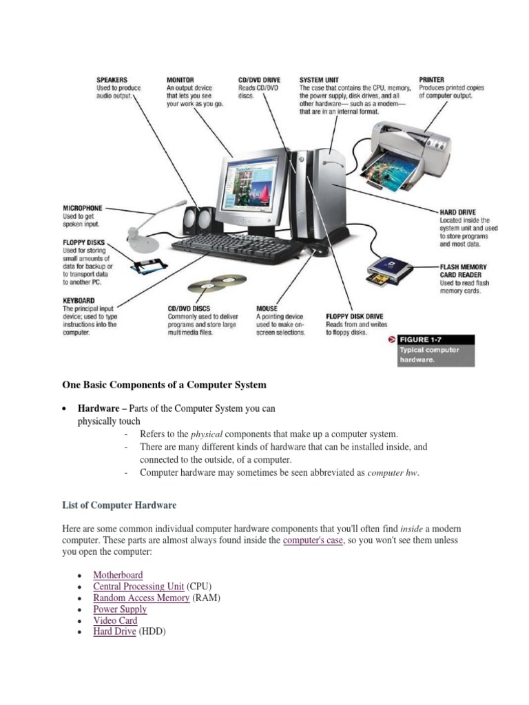 Computer Hardware Training  FREE Guide and Review on the Major Components  of A Computer