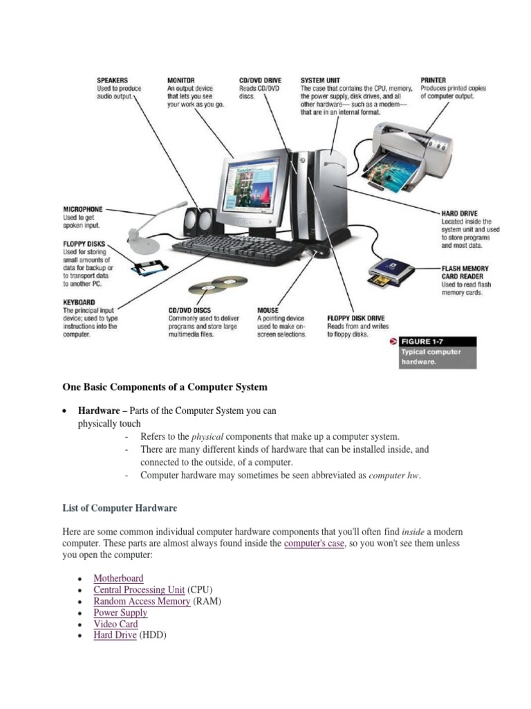 3one Basic Components of A Computer System PDF Operating System