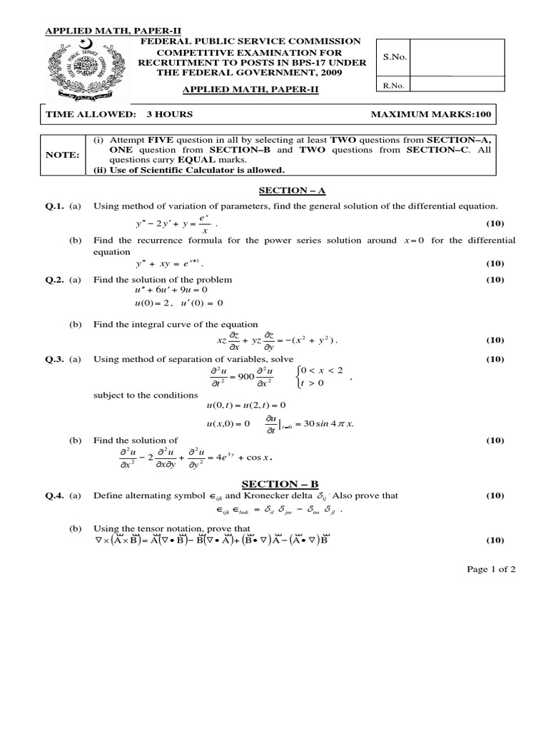 Css Applied Mathematics2 2009 | PDF | Equations | Algorithms