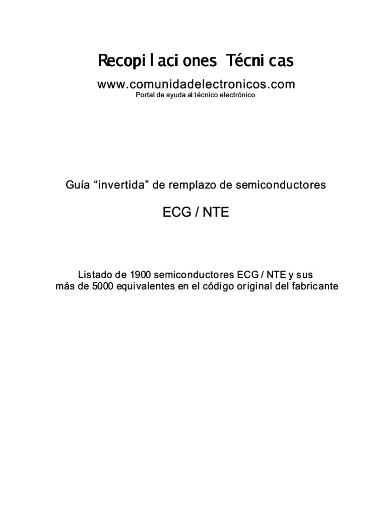 ECG/NTE Semiconductor Replacement Guide | PDF | Science & Mathematics ...