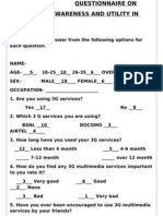 Questionnaire On 3G - 1