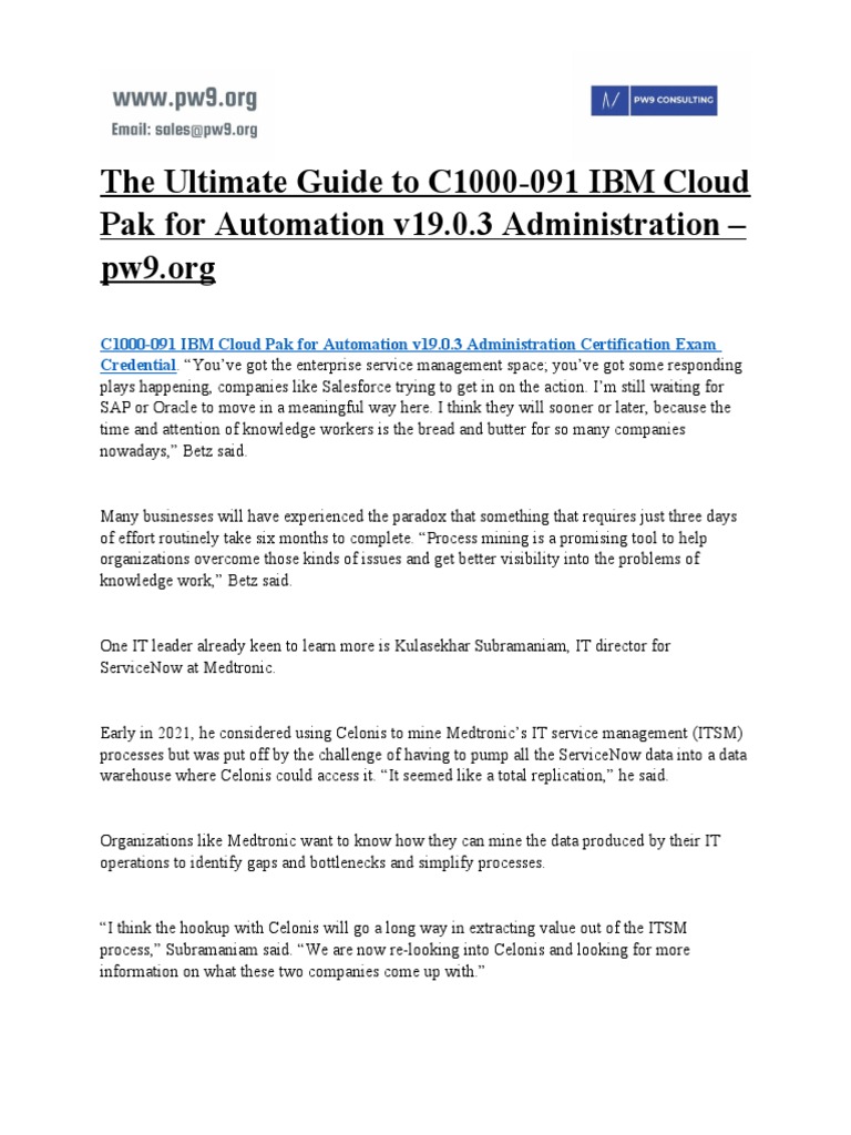 The Ultimate Guide To C1000091 IBM Cloud Pak For Automation