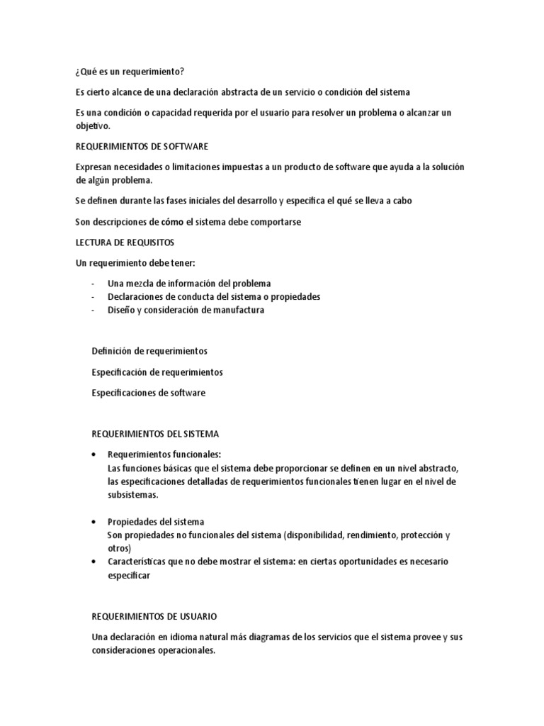 Qué Es Un Requerimiento PDF Software Informática